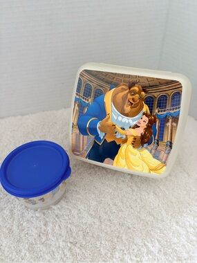 Tupperware Kids Disney Beauty & the Beast Sandwich Keeper & Snack Cup Set 1990’s